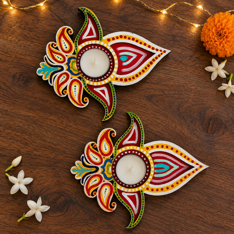 Pallavam MDF Wood Tealight Holder | Set Of 2