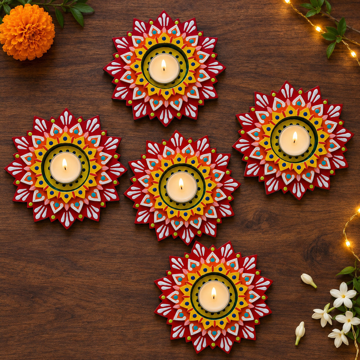Decorative Star MDF Wood Tealight Holder
