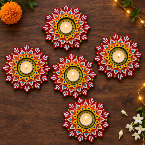 Decorative Star MDF Wood Tealight Holder